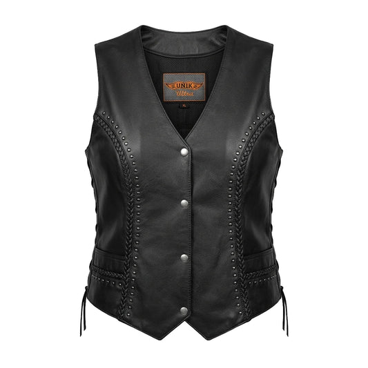 Cowgirl - Women's Studded Leather Motorcycle Vest
