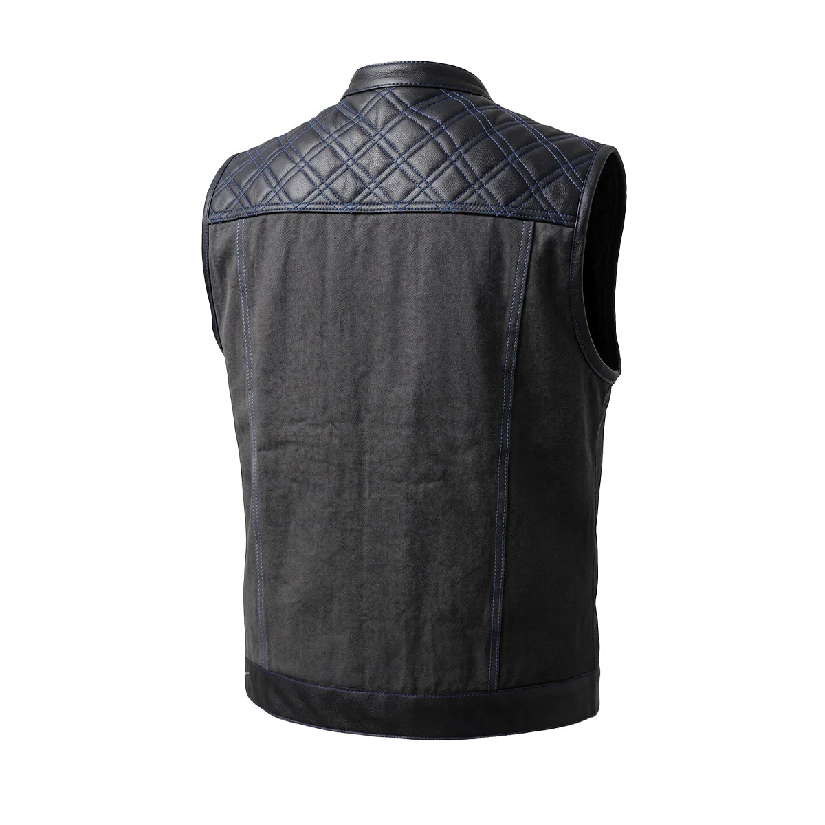 Cobalt - Men's Leather/Denim Club Style Motorcycle Vest