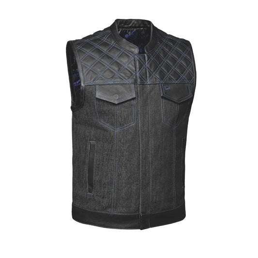 Cobalt - Men's Leather/Denim Club Style Motorcycle Vest