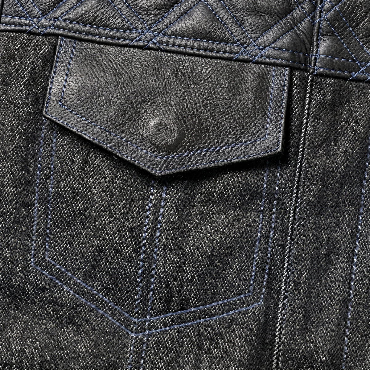 Cobalt - Men's Leather/Denim Club Style Motorcycle Vest
