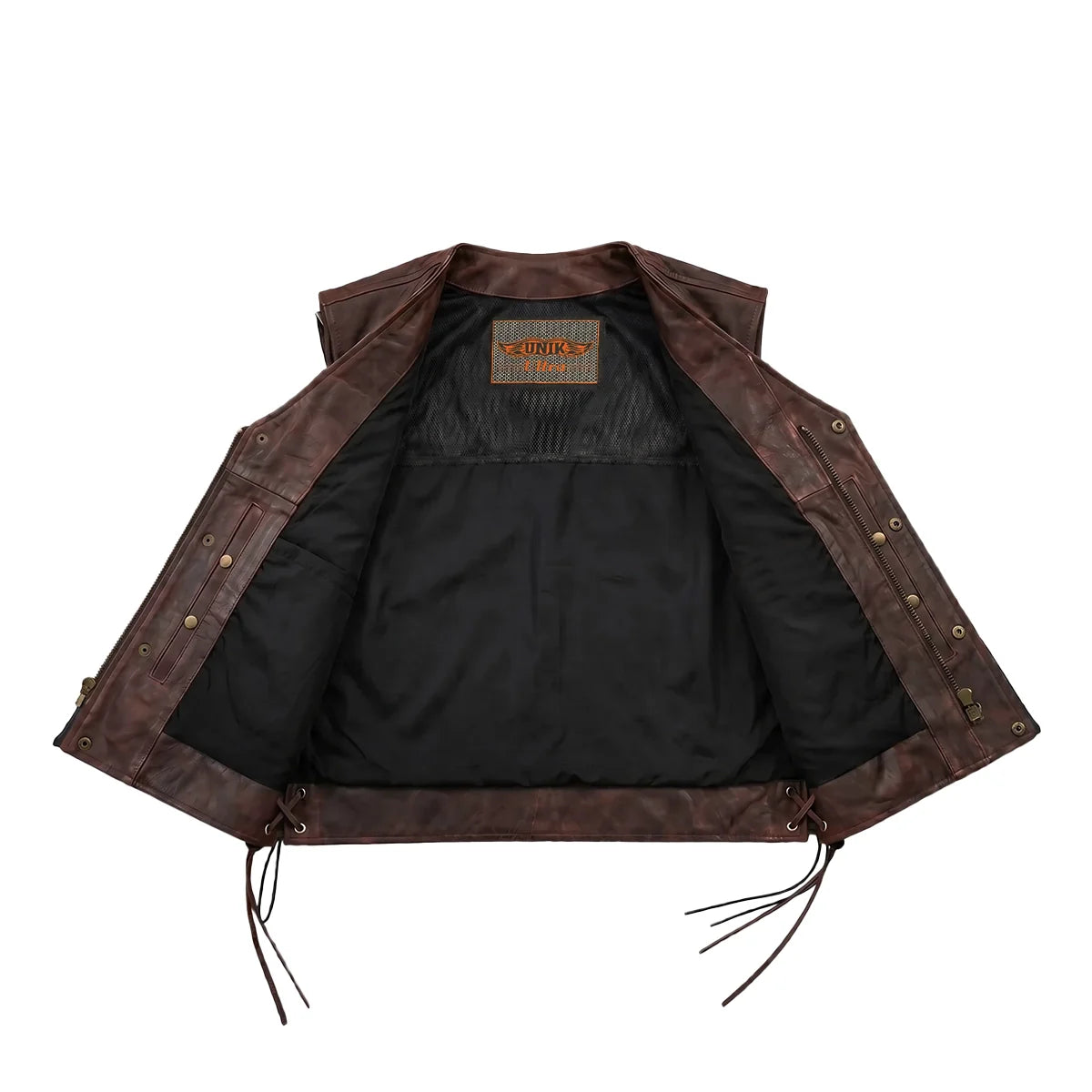Colorado - Men's Motorcycle Leather Vest (Brown)