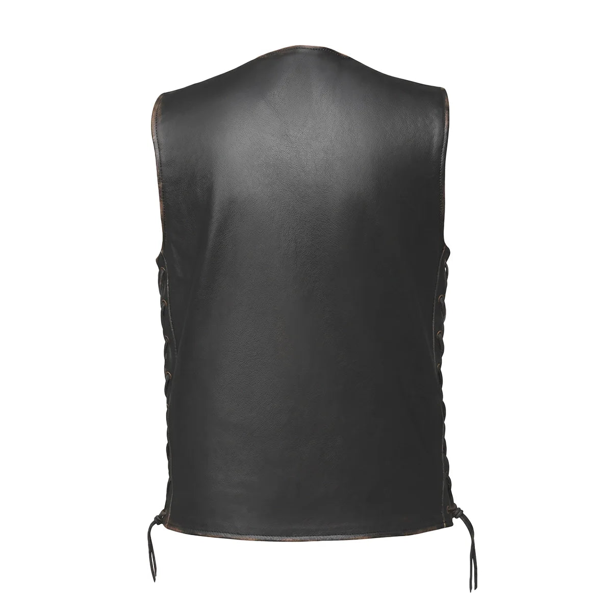 Colorado - Men's Motorcycle Leather Vest (Brown)