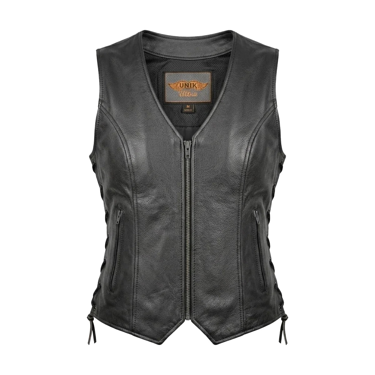 Mae - Women's Zippered Leather Motorcycle Vest