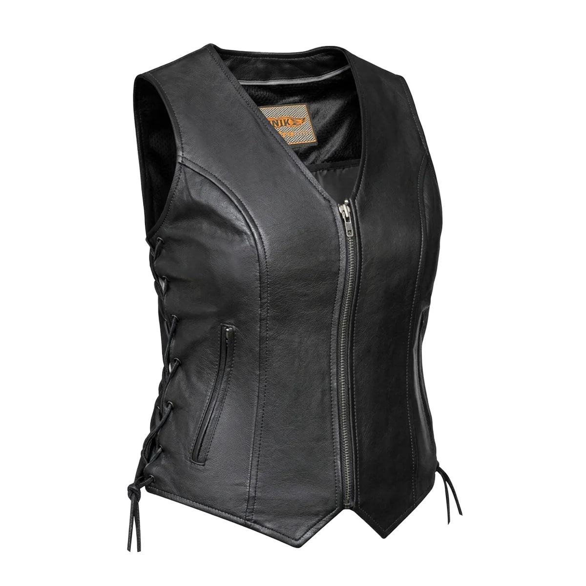 Mae - Women's Zippered Leather Motorcycle Vest