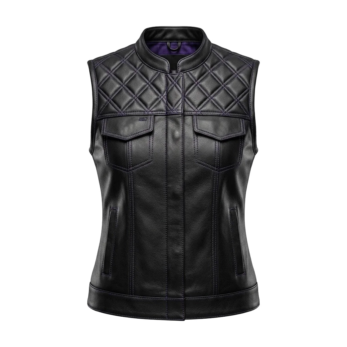 Mauve - Women's SOA Club Style leather Motorcycle Vest