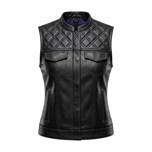 Mauve - Women's SOA Club Style leather Motorcycle Vest