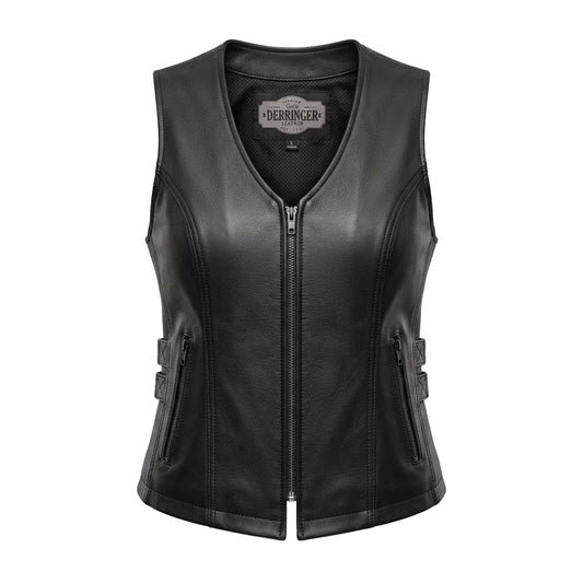 Midnight Cowgirl - Women's Lambskin Leather Motorcycle Vest