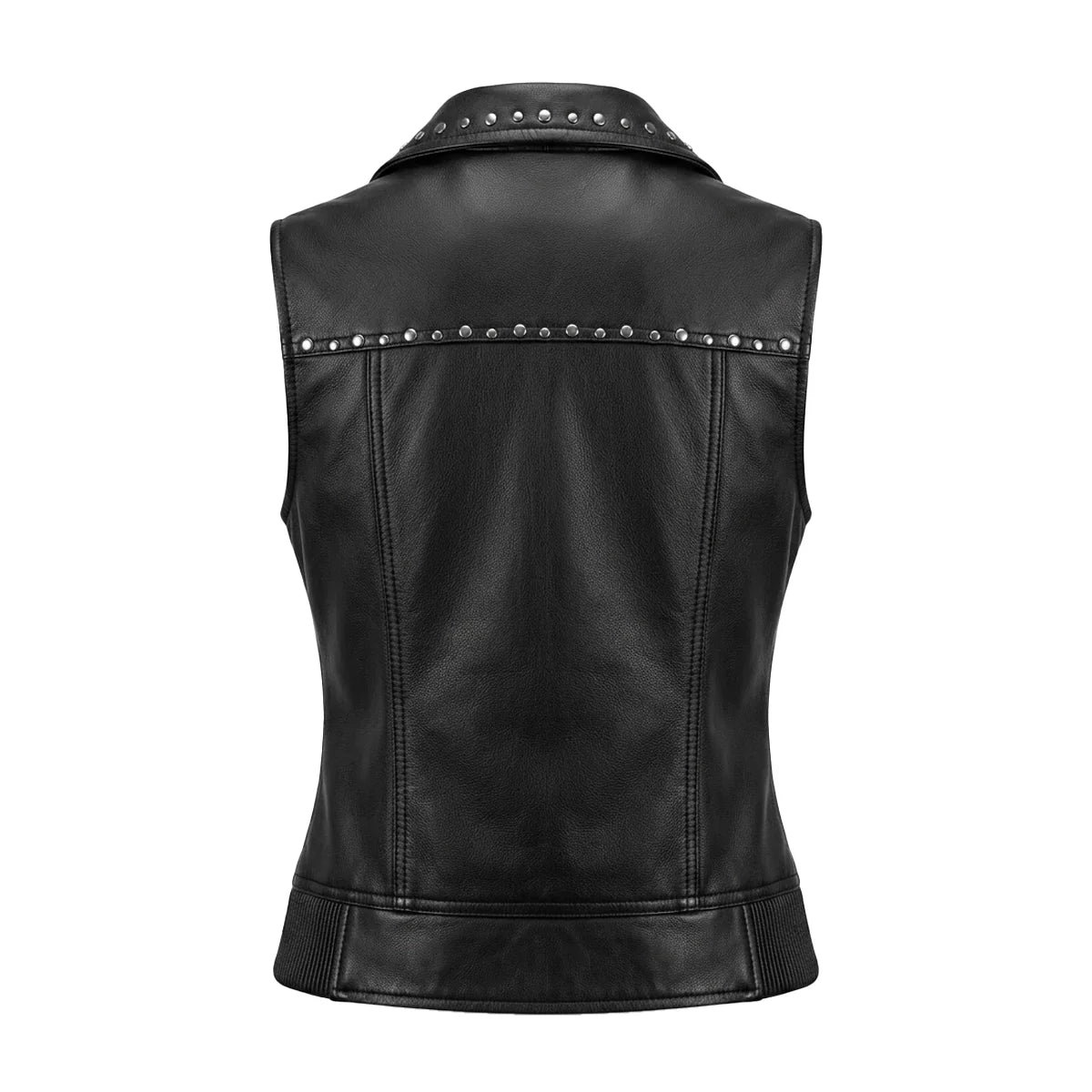 Nancy Women's Studded Lambskin Leather Motorcycle Vest