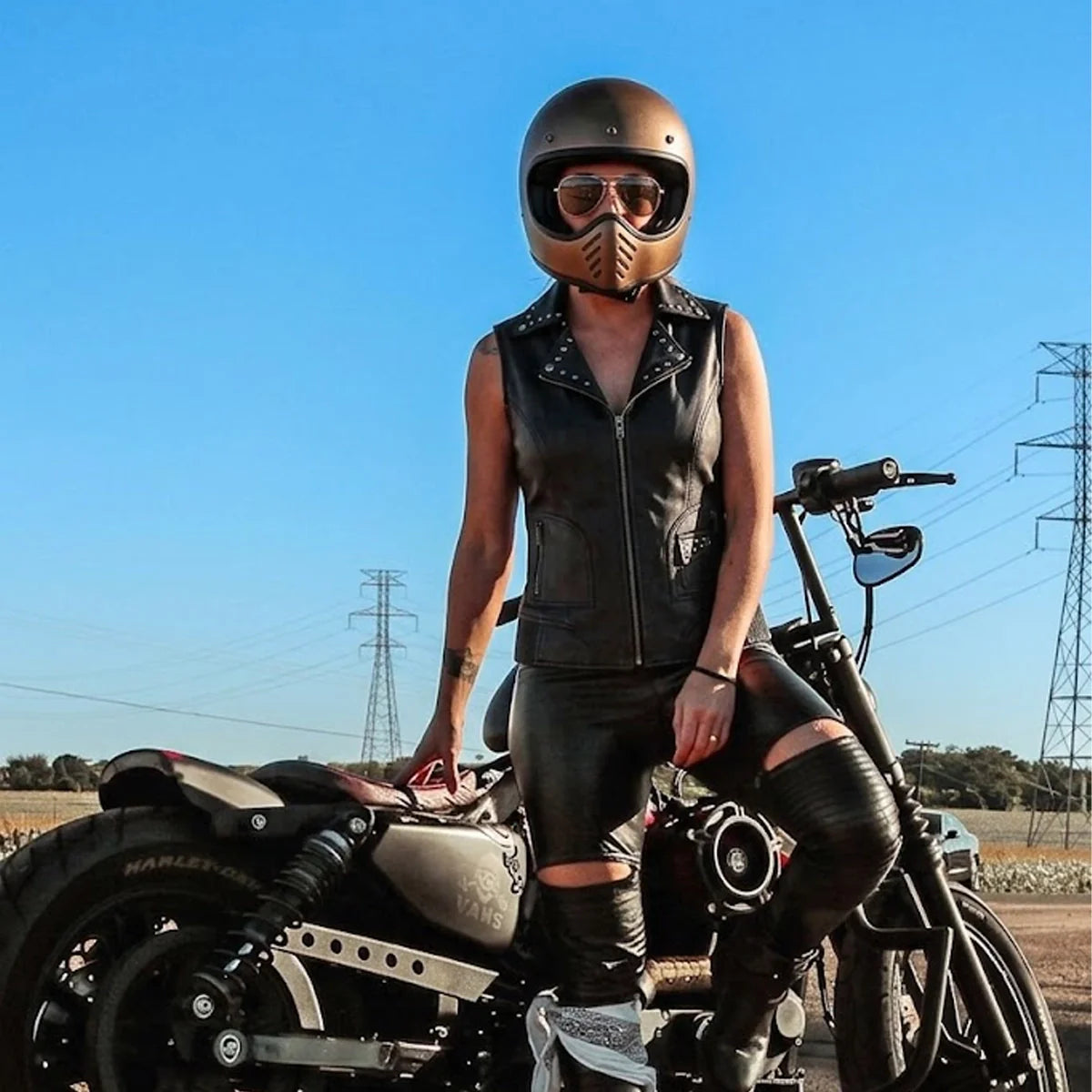 Nancy Women's Studded Lambskin Leather Motorcycle Vest
