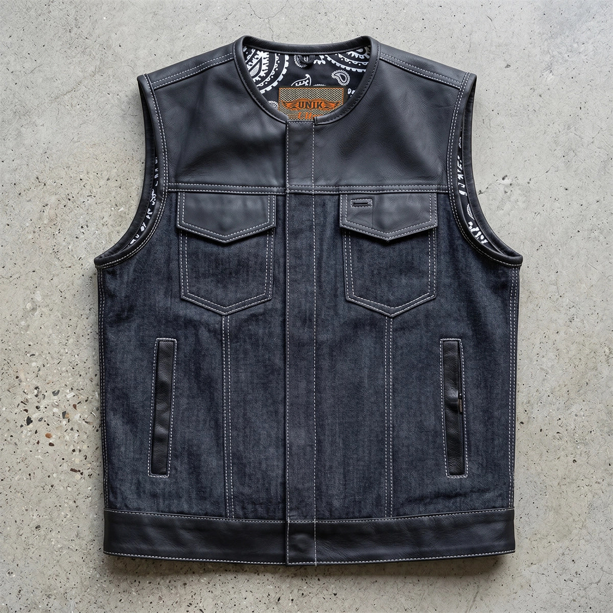 Lawless – Men’s Denim and Leather Club Vest