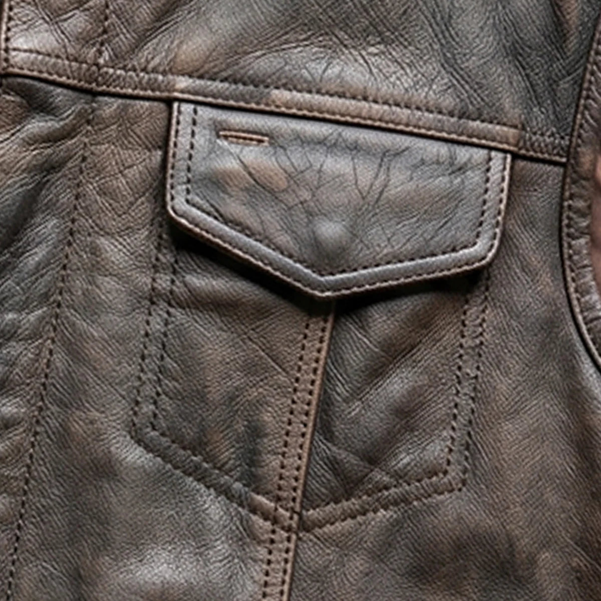 Spearfish - Men's Club Style Leather Motorcycle Vest (Brown)