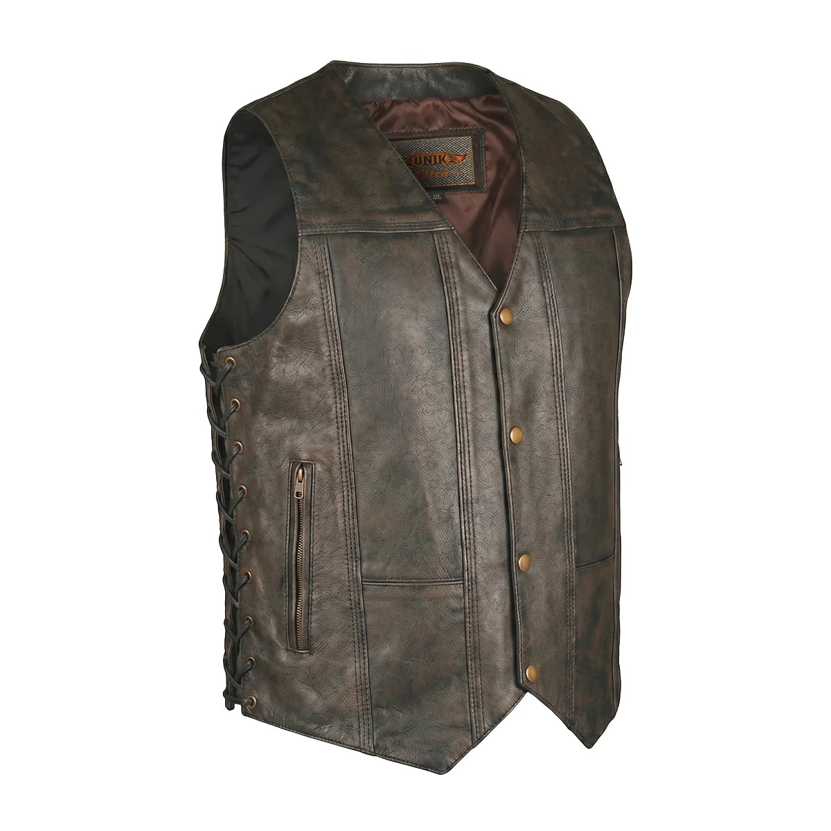 Toas - Men's Motorcycle Leather Vest (Brown)