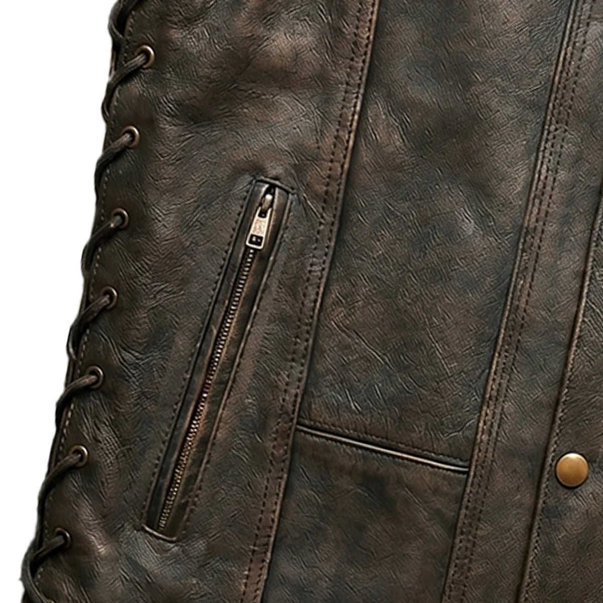 Toas - Men's Motorcycle Leather Vest (Brown)