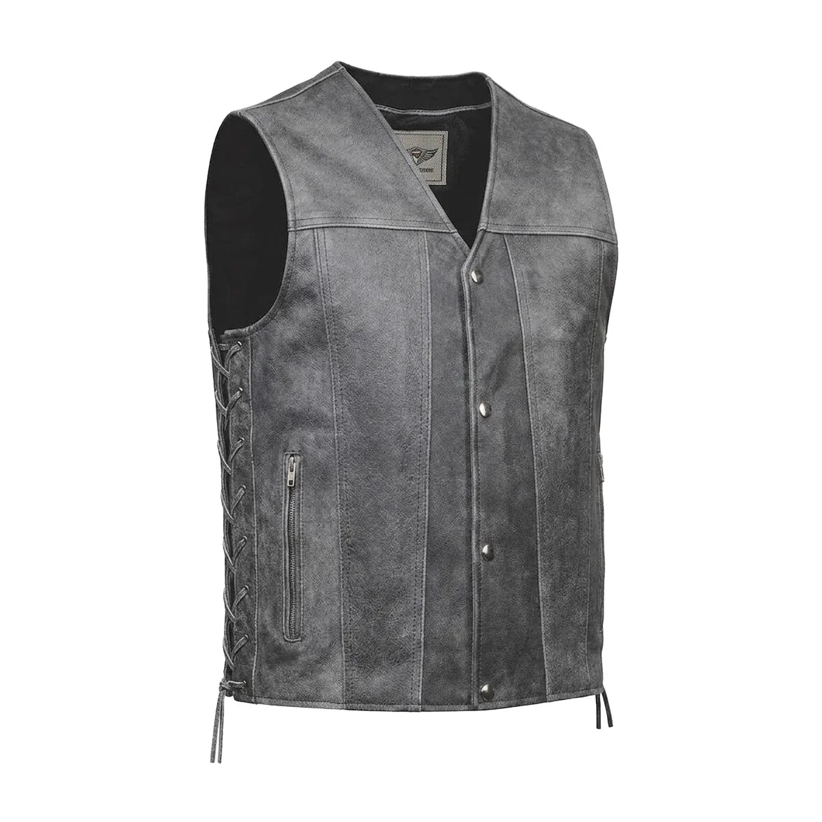 Tombstone - Men's Motorcycle Leather Vest (Gray)
