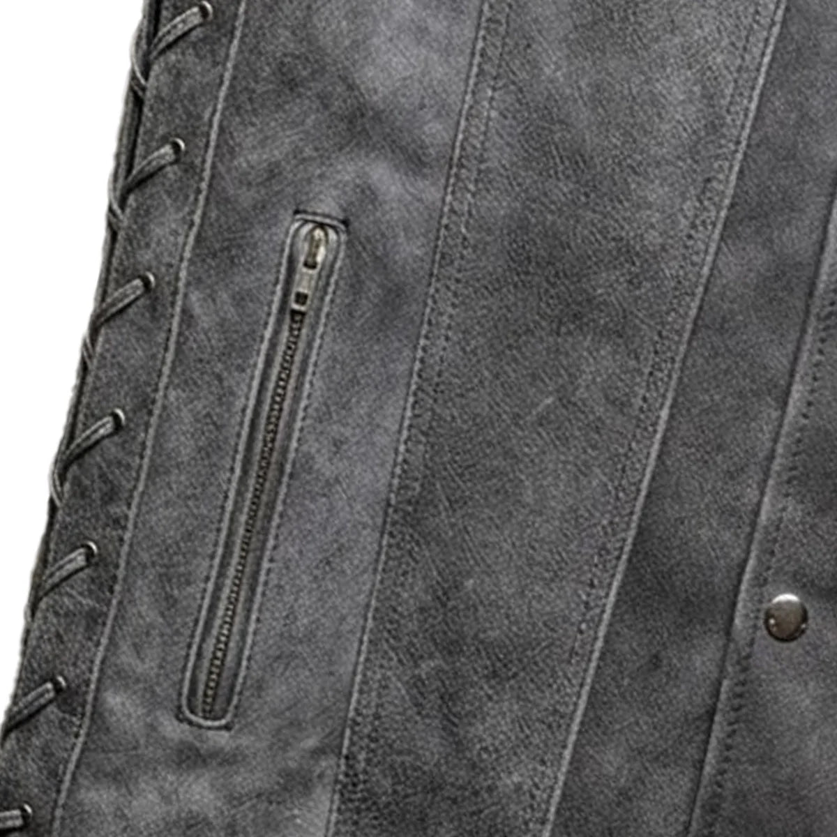 Tombstone - Men's Motorcycle Leather Vest (Gray)