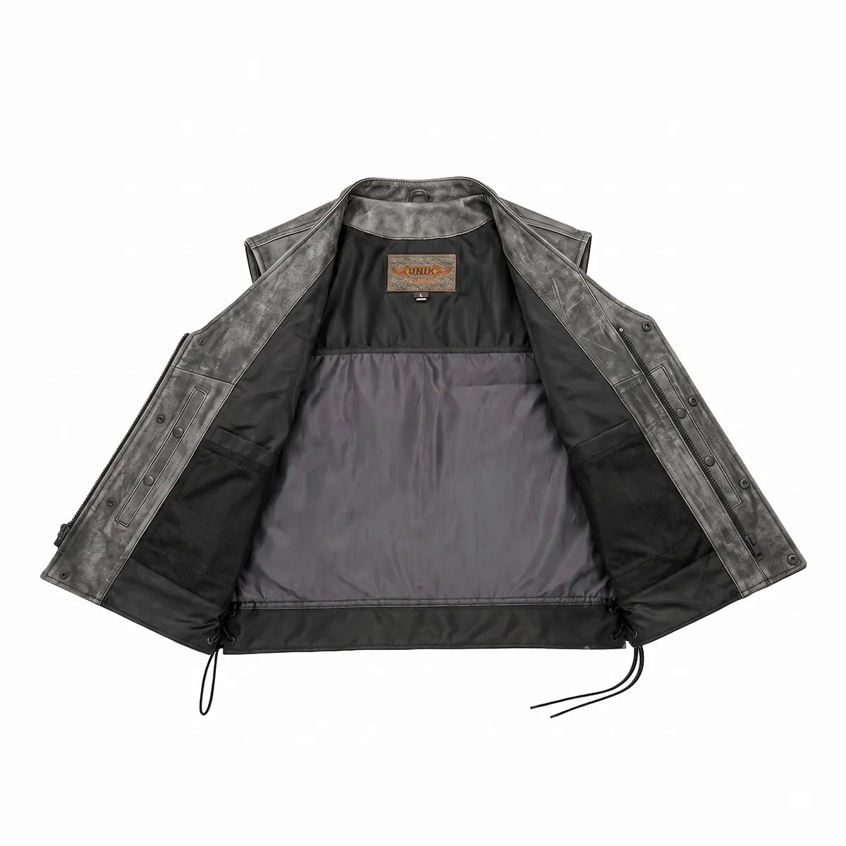 Tombstone - Men's Motorcycle Leather Vest (Gray)
