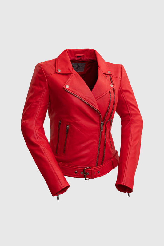 Chloe Women's Fashion Leather Jacket Fire Red (POS) Women's Leather Jacket Whet Blu NYC   