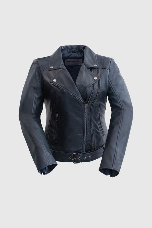 Chloe Women's Fashion Leather Jacket Navy Blue (POS) Women's Leather Jacket Whet Blu NYC XS NAVY BLUE 
