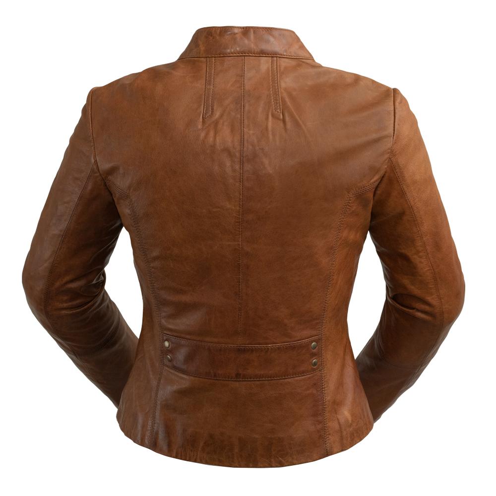 Rexie Womens Fashion Leather Jacket Dark Cognac (POS) Women's Leather Jacket Whet Blu NYC   