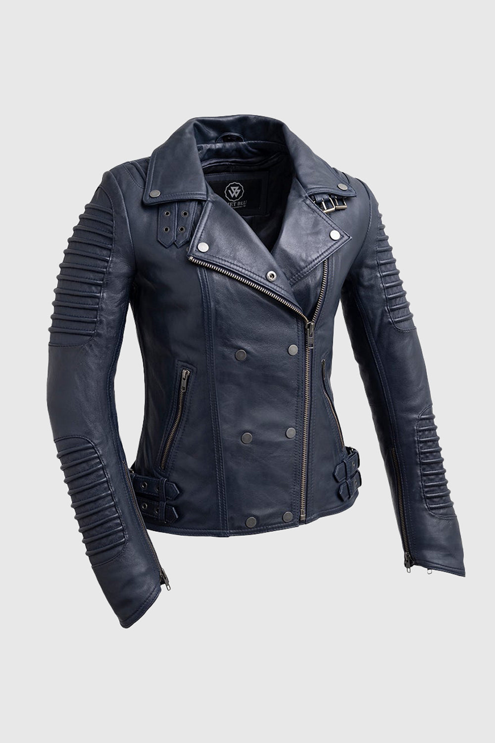 Queens Fashion Lambskin Leather Jacket Women's Jacket Whet Blu NYC Navy Blue XS 