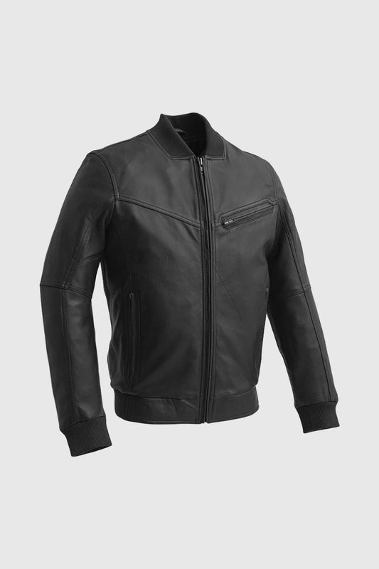 Aviator Men's Bomber Leather Jacket (POS) Men's Varsity Bomber Jacker Whet Blu NYC XS Black 