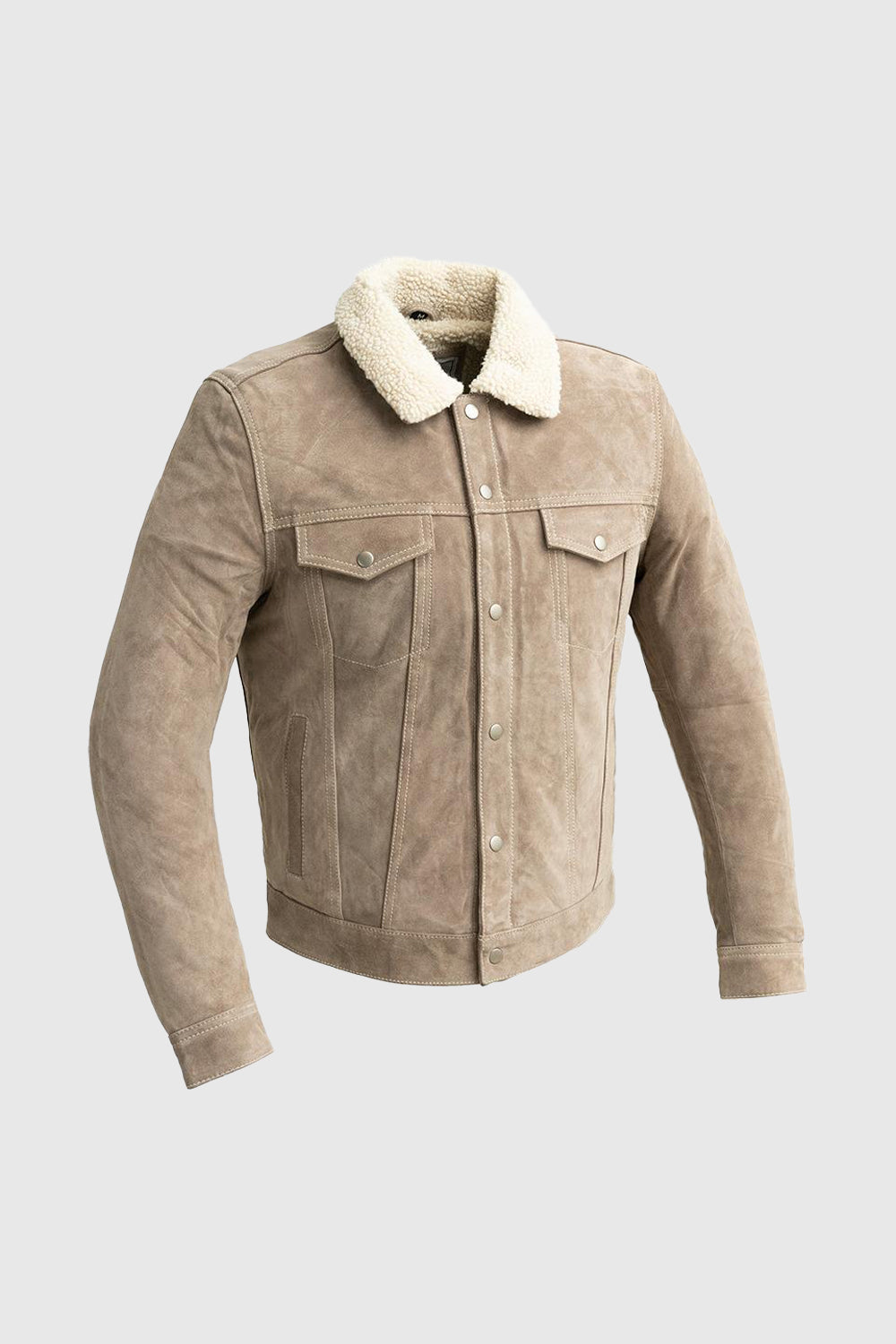 Luke Men's Faux Shearling Cow Suede Jacket Taupe (POS) Men's Leather Jacket Whet Blu NYC S Taupe 