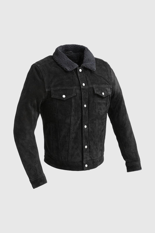 Luke Men's Faux Shearling Cow Suede Jacket Black (POS) Men's Leather Jacket Whet Blu NYC S Black 