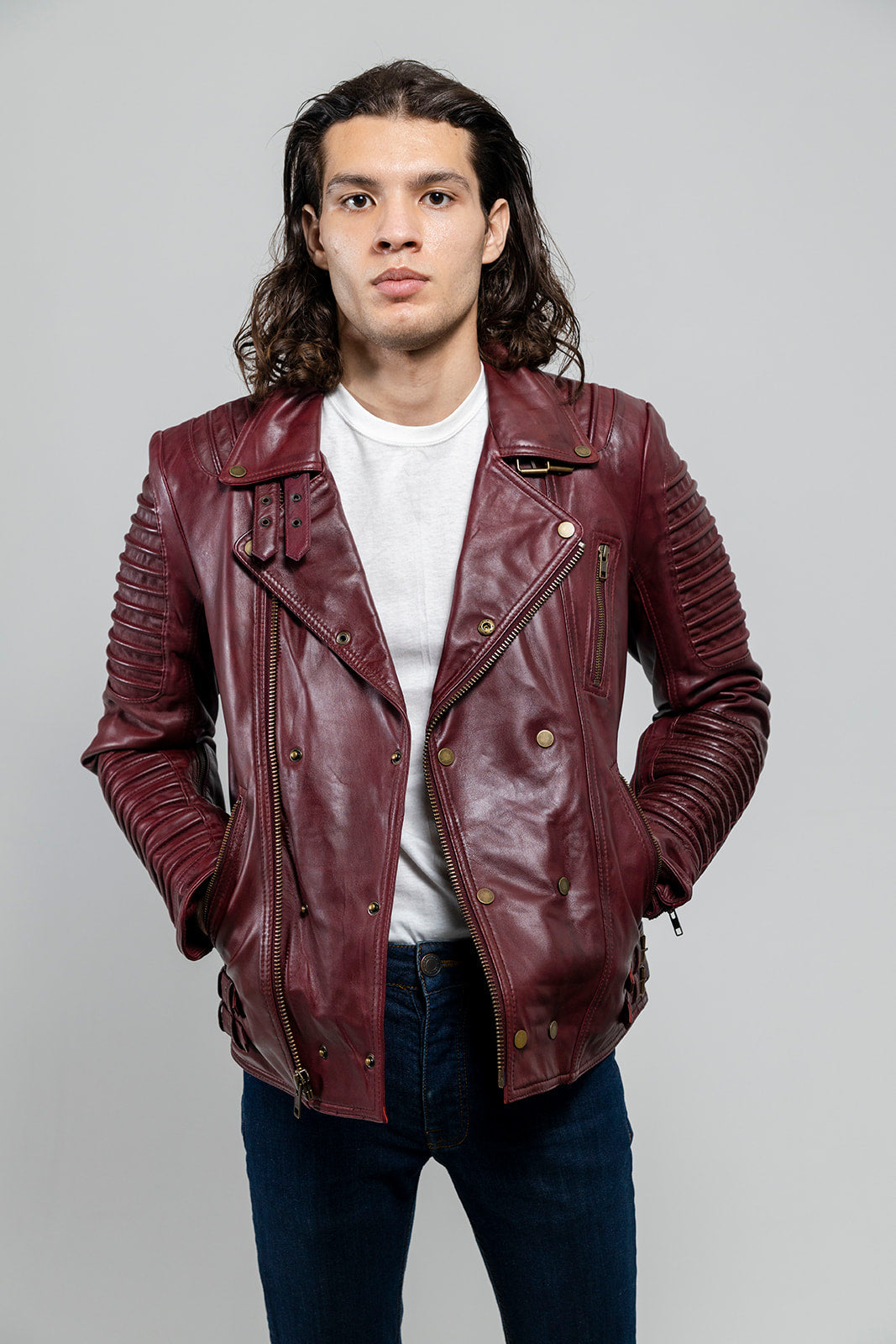 Oxblood leather hotsell motorcycle jacket