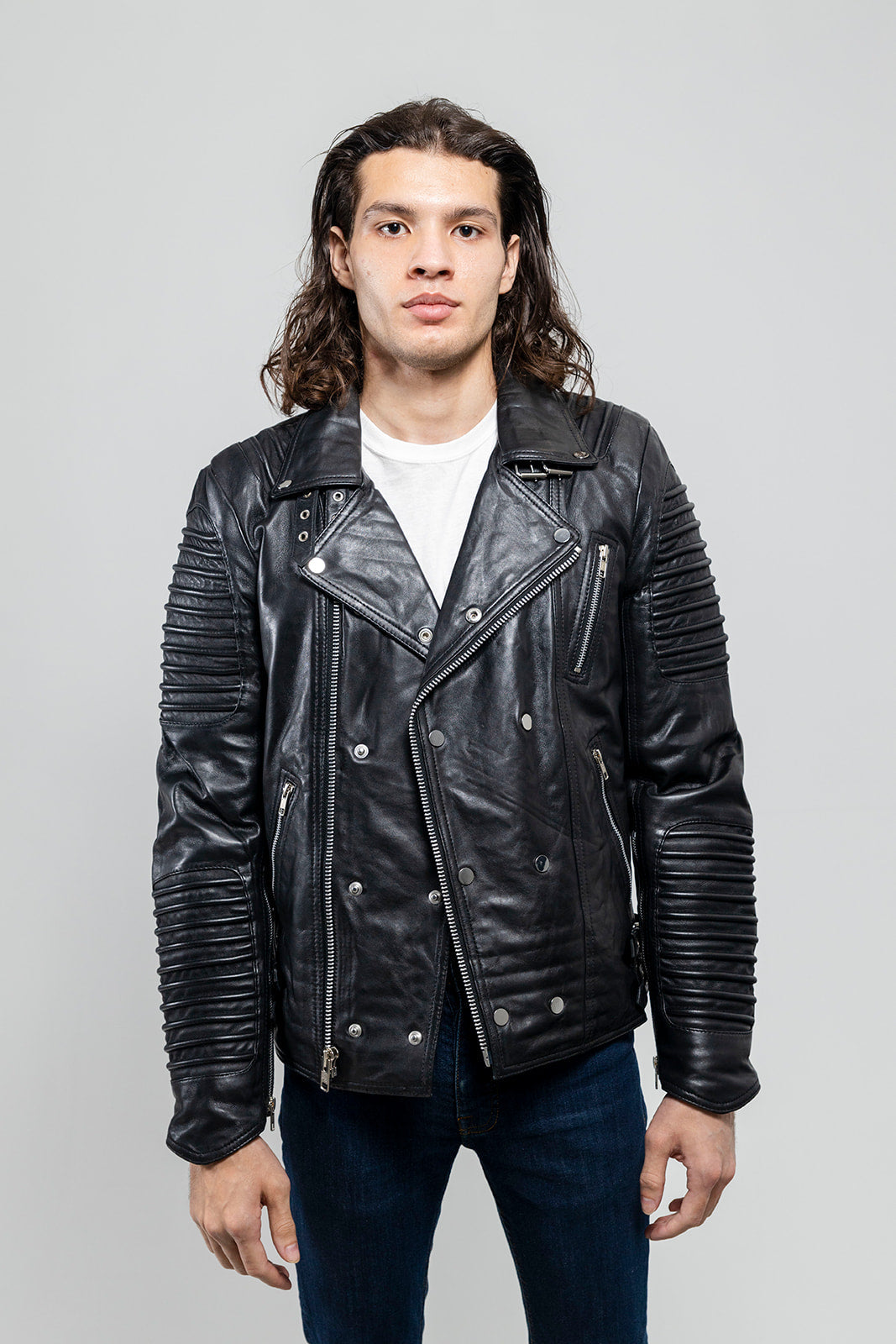 Italian handmade Fantastic slim fit Men soft genuine lambskin leather jacket  color BLACK XS to 2XL | ITALIANSKINS®