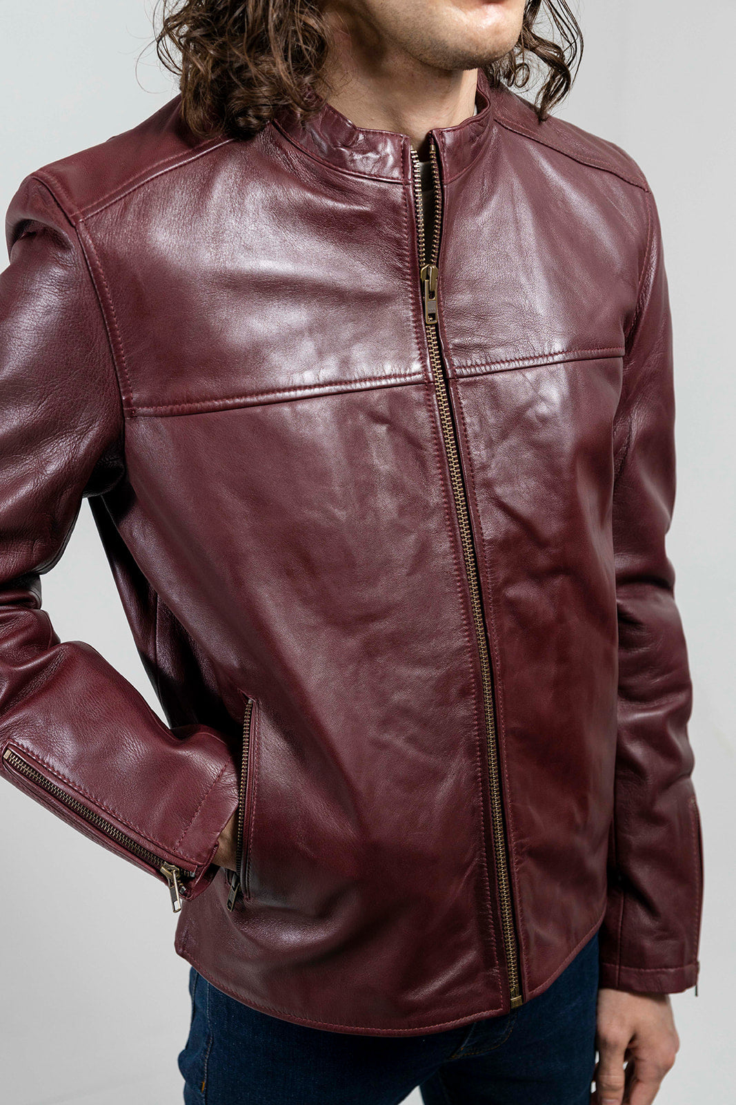 Grayson Mens Leather Jacket Oxblood