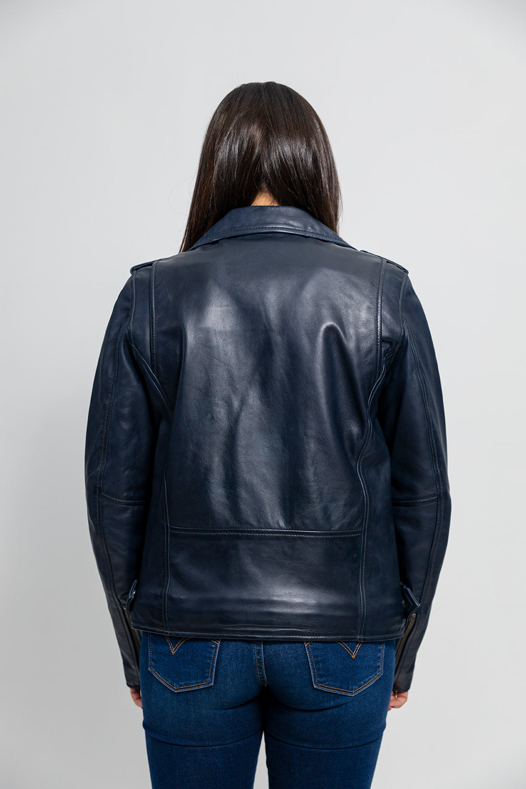 Rebel Womens Fashion Leather Jacket Navy Blue Women's Leather Jacket Whet Blu NYC   
