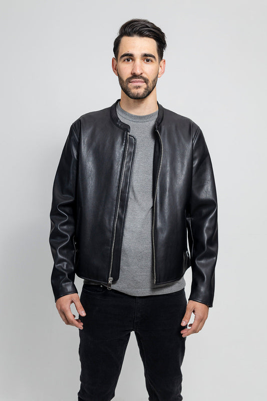 Dillon Men's Vegan Faux Leather Jacket (POS) Men's Vegan Faux Leather jacket Whet Blu NYC S Black 