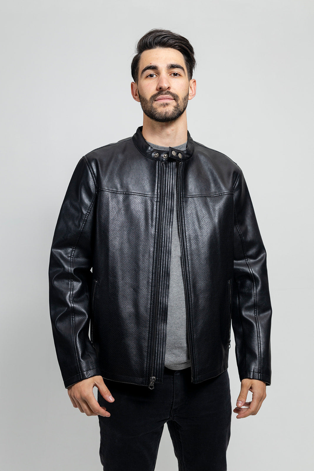 Oliver Mens Vegan Faux Leather Jacket (POS) Men's Vegan Faux Leather jacket Whet Blu NYC S Black 