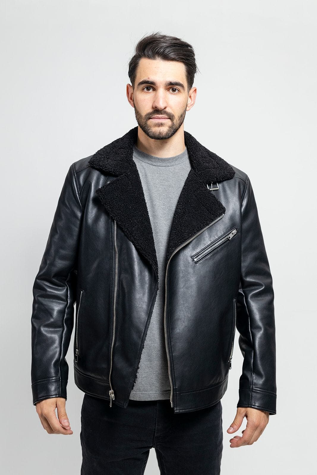 Aiden Men's Vegan Faux Leather Jacket (POS) Men's Fashion Jacket Whet Blu NYC S Black 