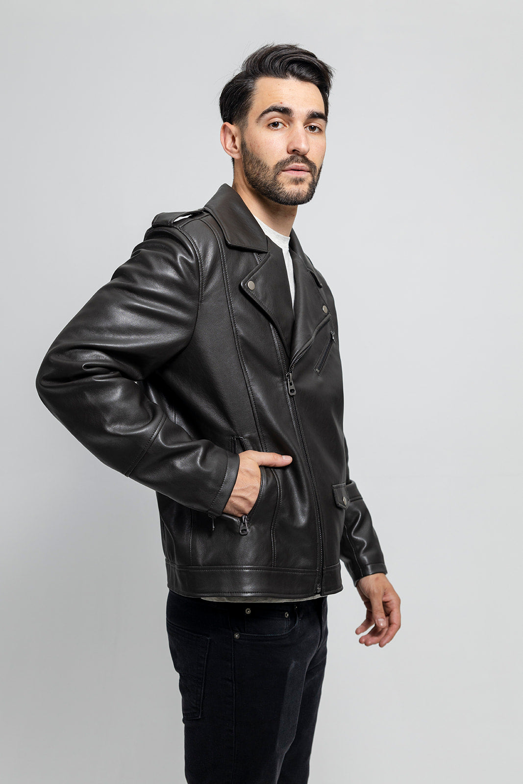 Buy Malvina Men's Faux Leather Biker Jacket with Zip, Export Quality, Full  Sleeves Vegan Jacket with Latest Unique Design (Blue, Small) at Amazon.in