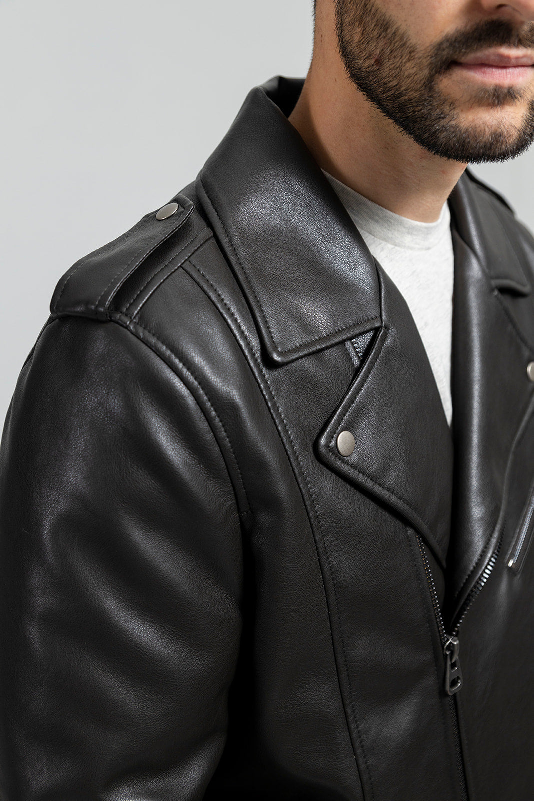 Biker Jacket - Black/faux leather - Men