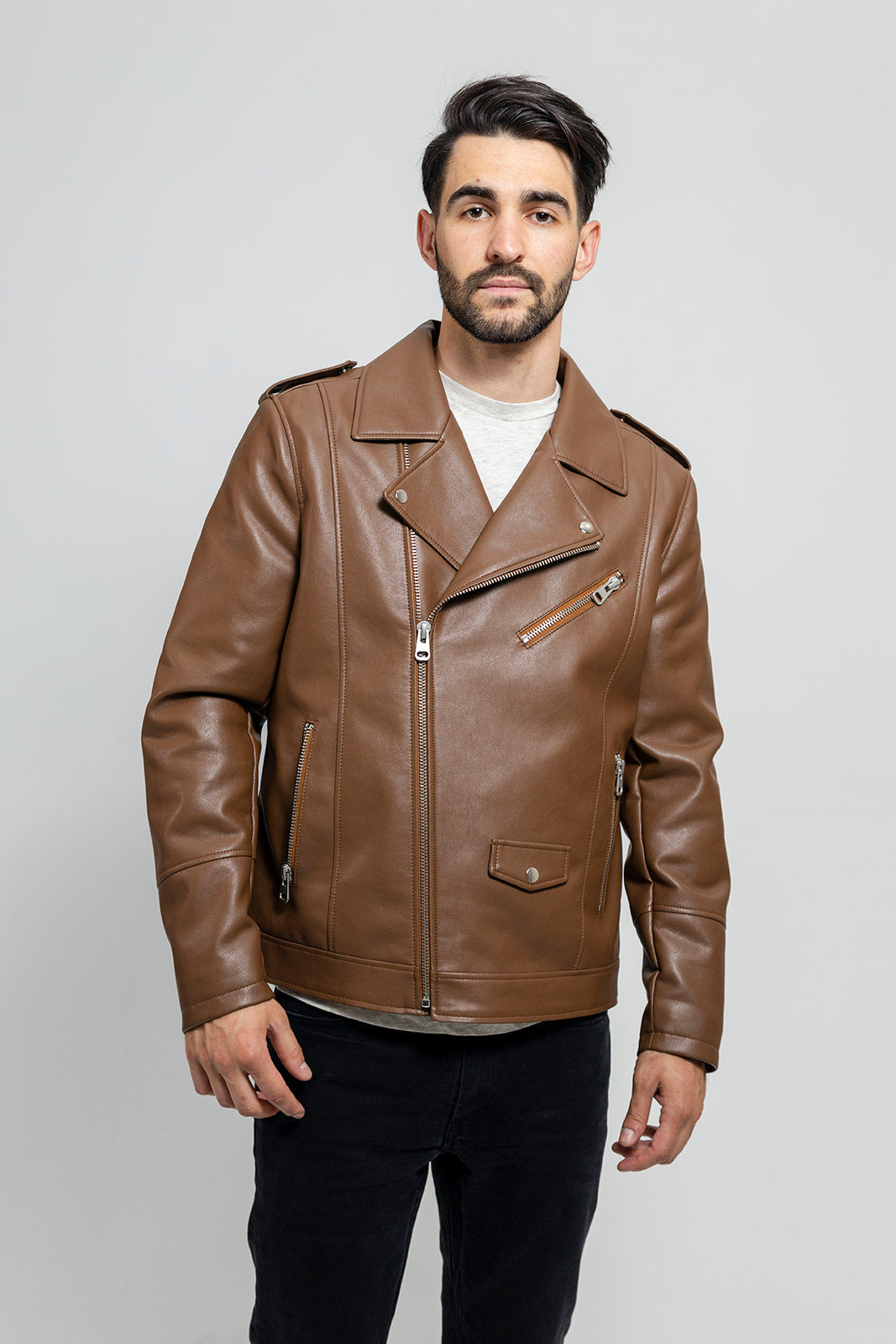 Nash Men's Vegan Faux Leather Jacket Camel (POS) Men's Vegan Faux Leather jacket Whet Blu NYC   