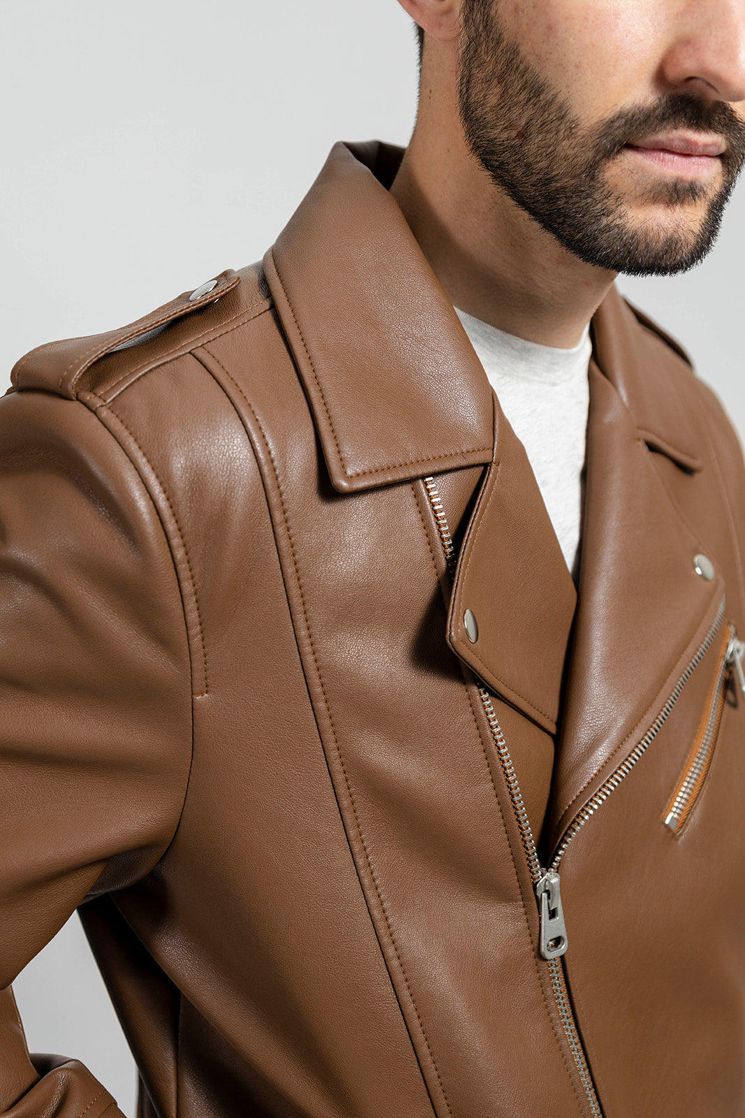 Nash Men's Vegan Faux Leather Jacket Camel (POS) Men's Vegan Faux Leather jacket Whet Blu NYC   