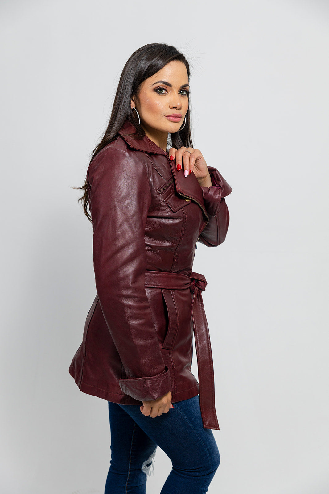 Traci Womens Leather Jacket Oxblood Women's Leather Jacket Whet Blu NYC   