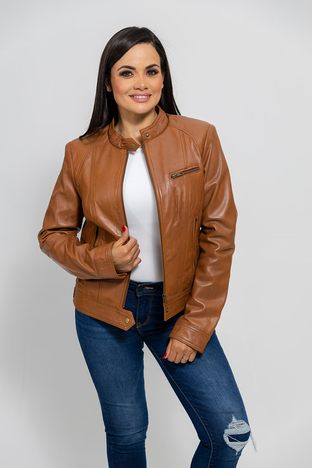 Favorite Women's Fashion Leather Jacket Whiskey (POS) Women's Leather Jacket Whet Blu NYC   