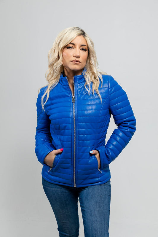 Skylar Women's Vegan Faux Leather Jacket (POS) Women's Fashion Leather Jacket Whet Blu NYC XS Blue 