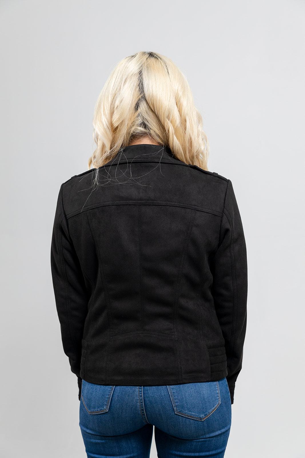 Molly Women's Vegan Faux Suede Jacket Black (POS) Women's Vegan Leather Jacket Whet Blu NYC   