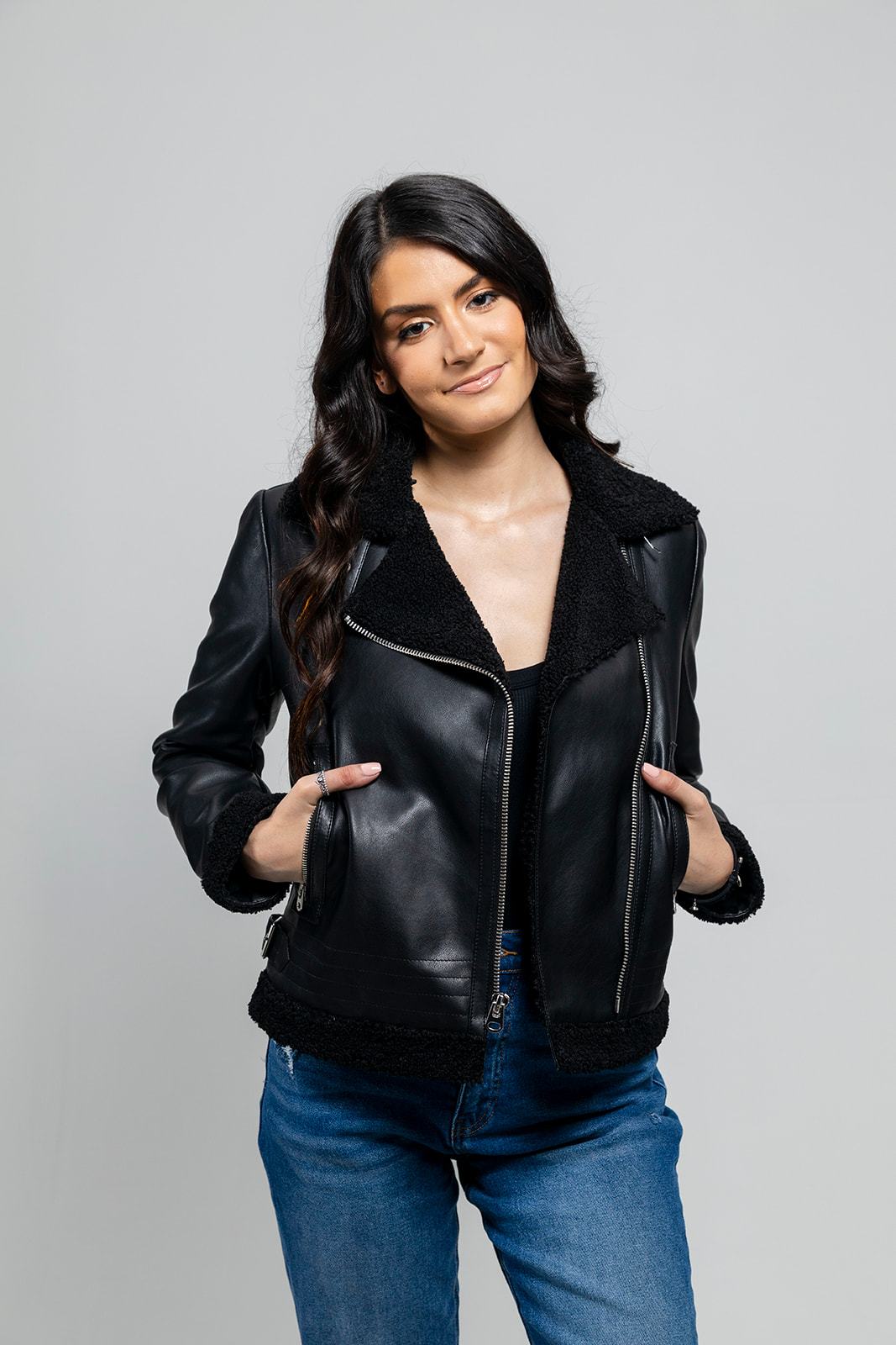 Chelsea - Women's Faux Leather Jacket (POS) Women's Fashion Leather Jacket Whet Blu NYC XS Black 