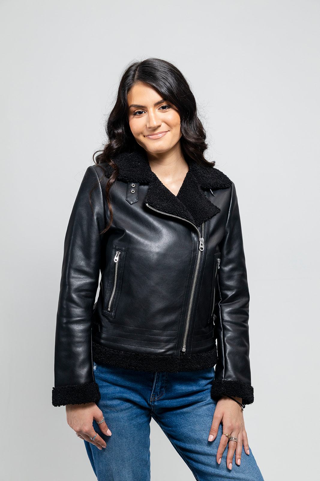 Chelsea - Women's Faux Leather Jacket (POS) Women's Fashion Leather Jacket Whet Blu NYC   