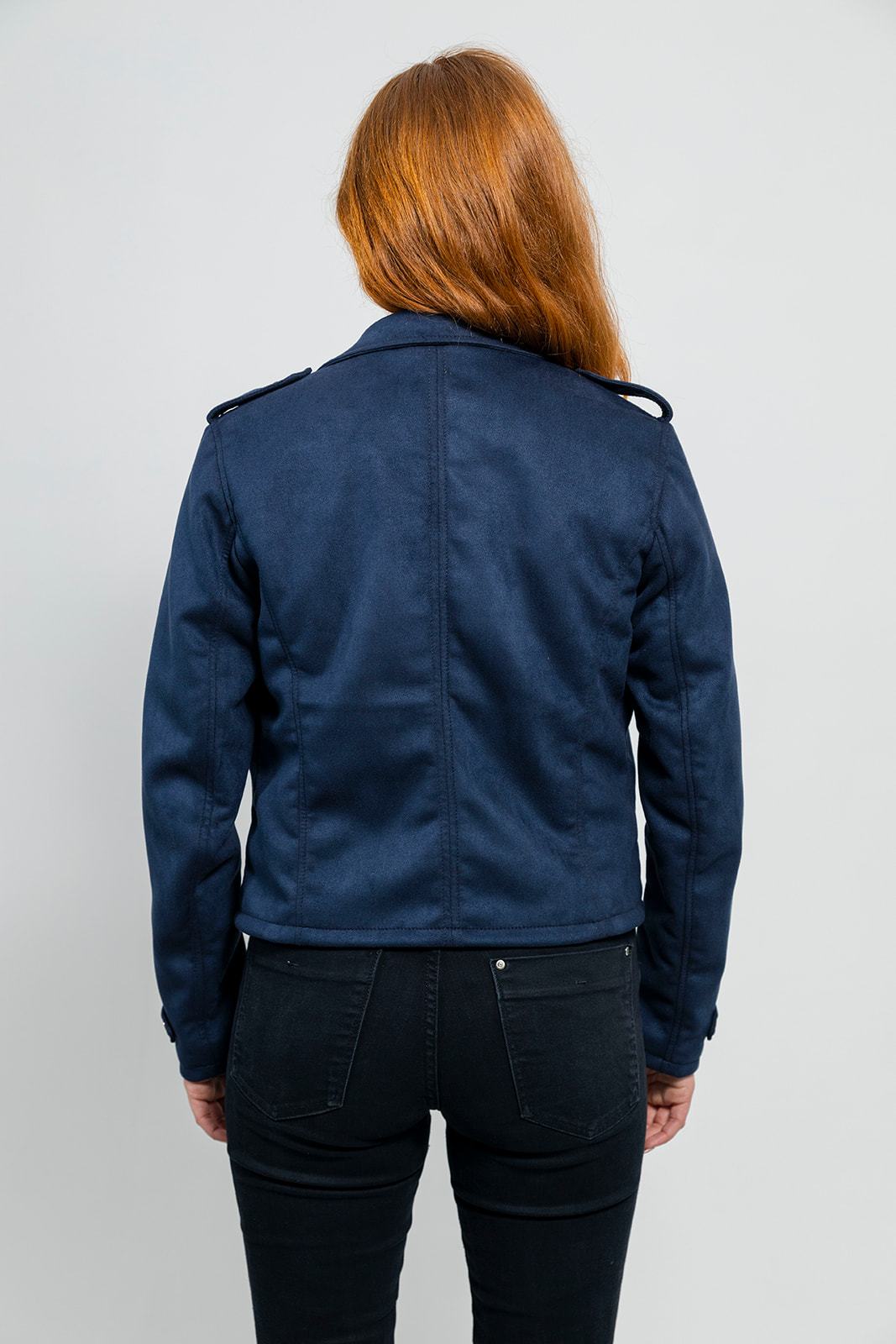 Megan Women's Vegan Faux Leather Jacket Navy Blue (POS) Women's Fashion Leather Jacket Whet Blu NYC   