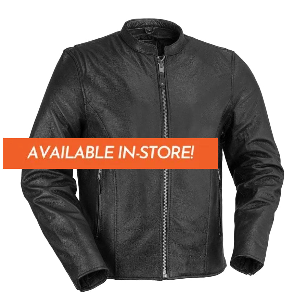 Ace Men's Leather Motorcycle Jacket Men's Leather Jacket First Manufacturing Company Black XS 