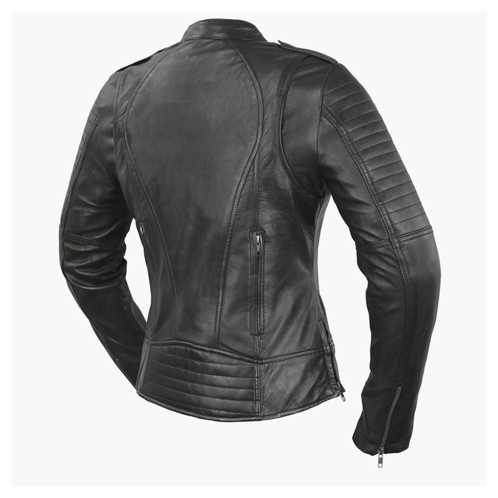 Biker - Women's Motorcycle Leather Jacket Women's Leather Jacket First Manufacturing Company   