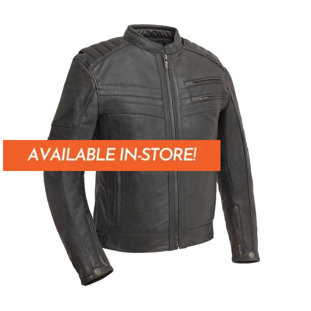 BiTurbo - Men's Leather Motorcycle Jacket Men's Leather Jacket First Manufacturing Company Black S 