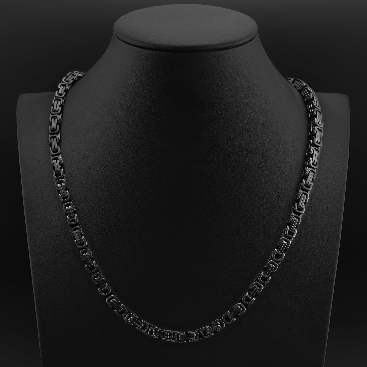Stainless Steel Black Byzantine Chain Necklace