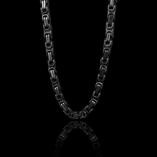 Stainless Steel Black Byzantine Chain Necklace